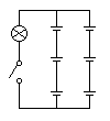 直列繋ぎされた3本の電池セットが並列に繋がれています。